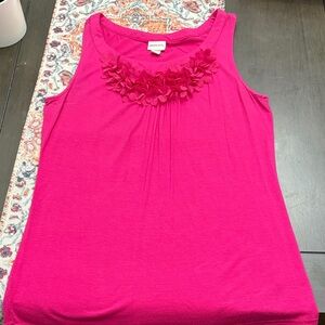 Merona Bright Pink Floral-Applique Sleeveless Tank